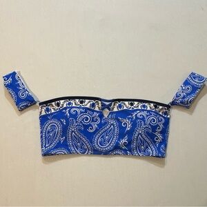 Bari Blue Paisley Bandeau Bikini Top Size M